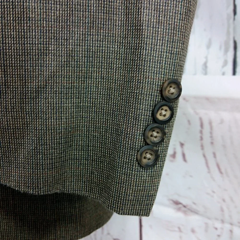 Stafford Executive 40S 3 Button Olive Brown Birdseye Suit Blazer Sport Coat